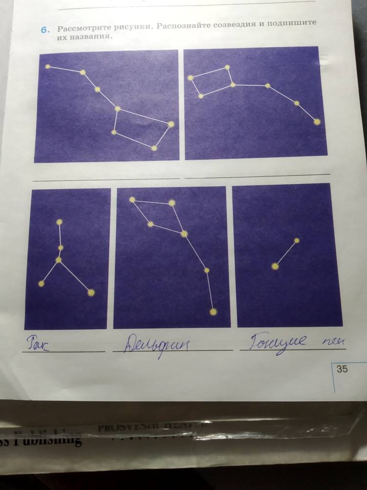 расмотрите рисунки распознайте созвездия и подпишите их названия