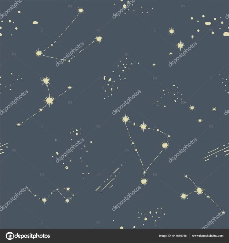 Ночное Звездное Небо Созвездиями Светящиеся Звезды Связанные Линиями Астрономия Сияющие Векторное изображение ©Sonulkaster
