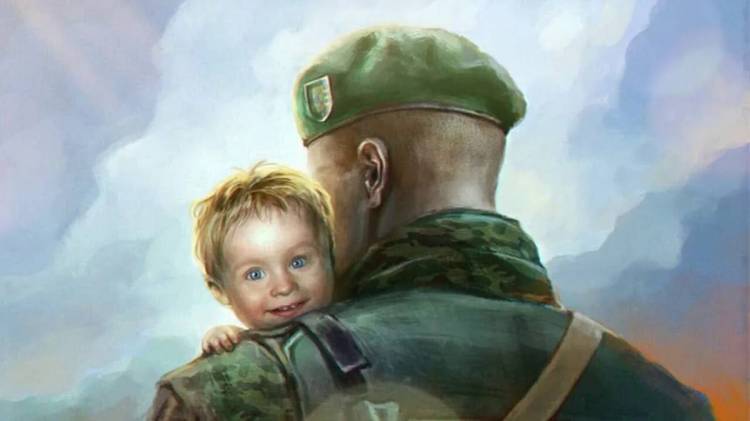 Картинки Солдат с ребенком на руках 