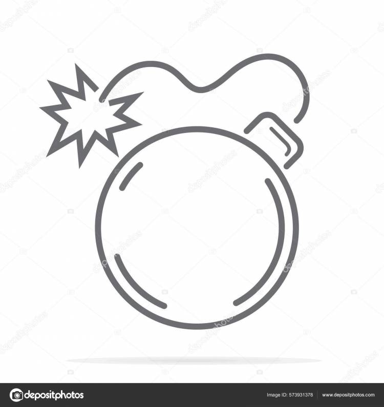 Старая Иконка Линии Бомбы Очертания Векторного Знака Пиктограмма Линейного Стиля Векторное изображение ©shtudok@gmail