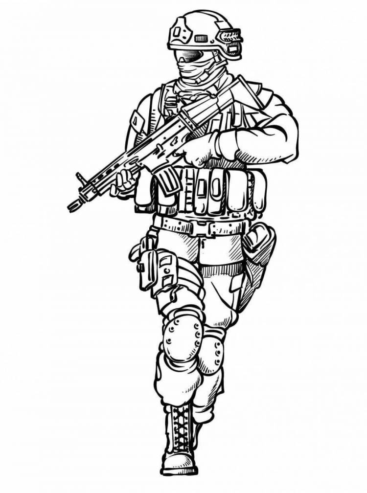 Раскраски Солдат рисунок 