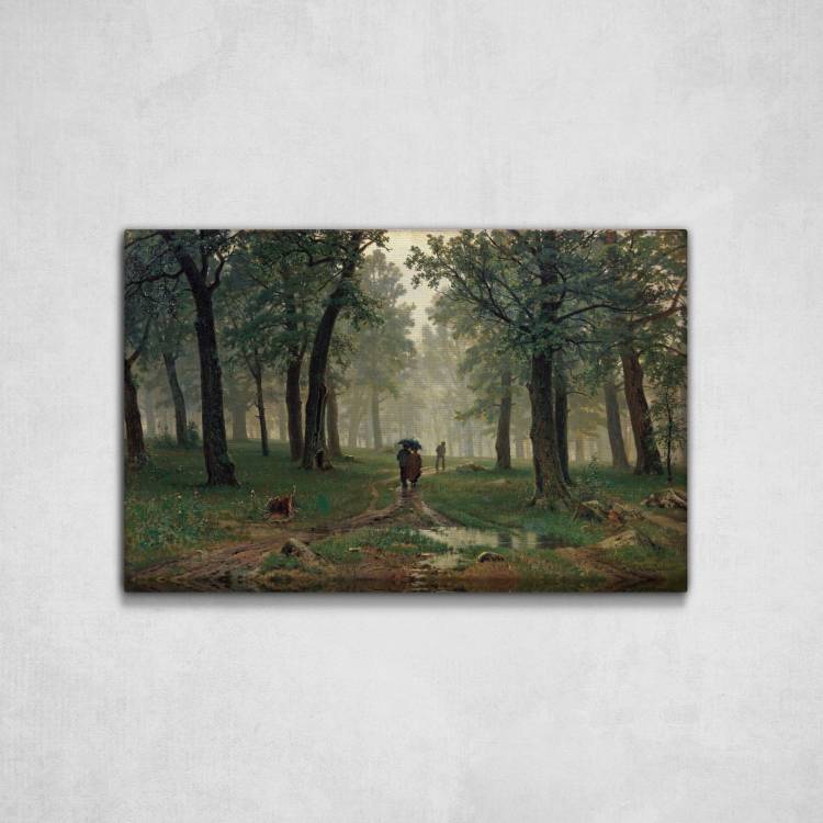 Картина на холсте, Иван Шишкин Дождь в дубовом лесу