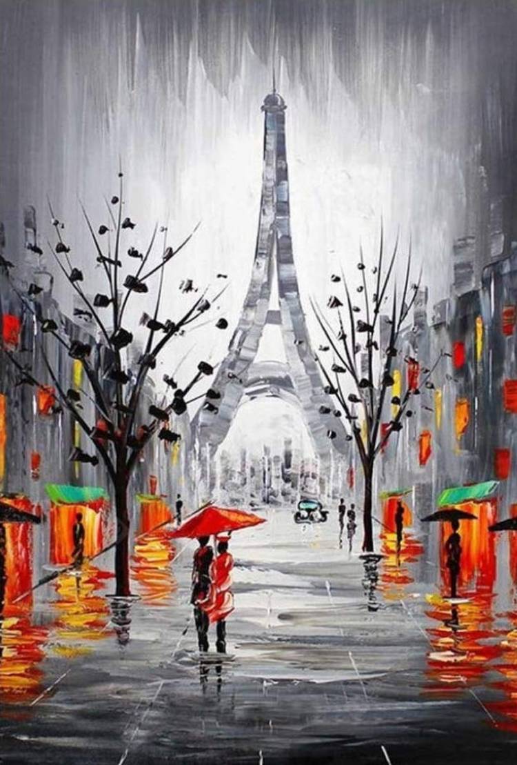 картина по номерам Дождливый Париж Роспись по холсту