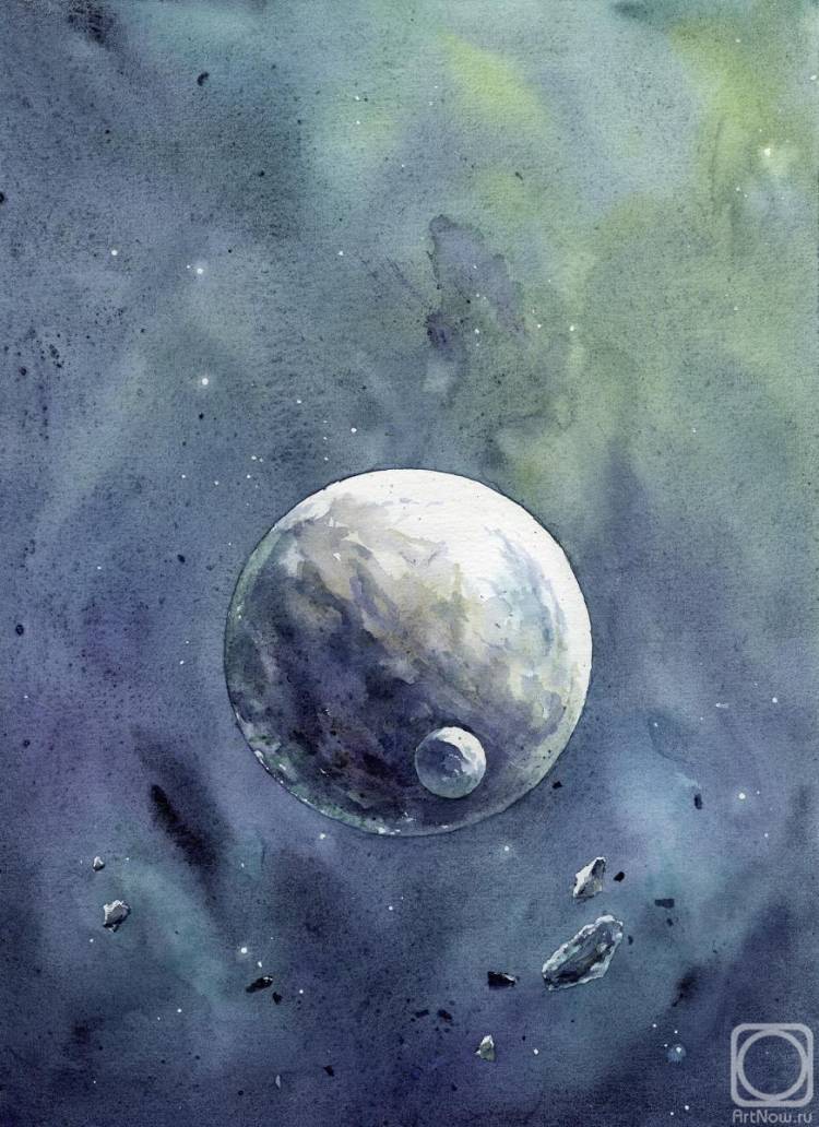 Космос, неизвестная планета» картина Швецова Дмитрия (бумага, акварель)