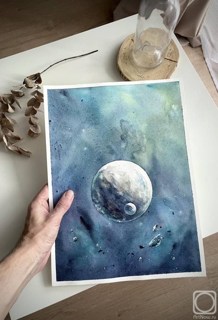 Космос, неизвестная планета» картина Швецова Дмитрия (бумага, акварель)
