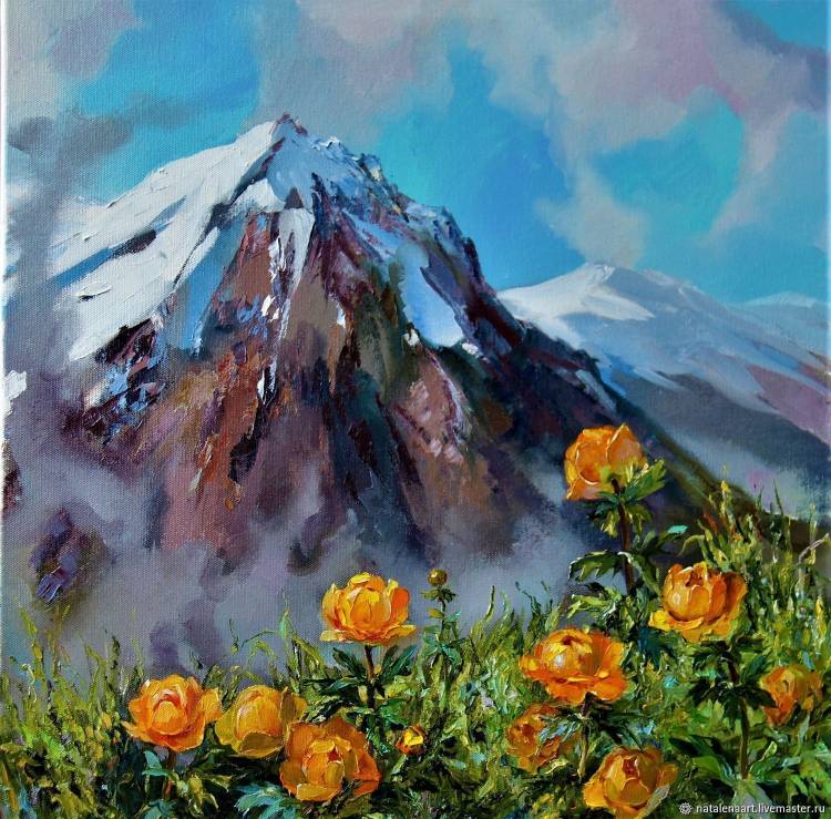 Картина пейзаж горы «Начало лета»