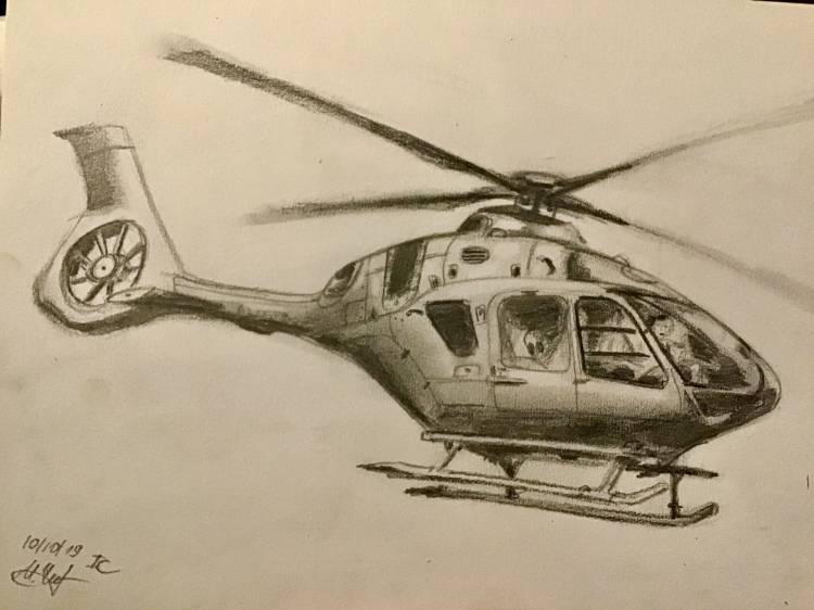 Рисунок вертолета карандашом