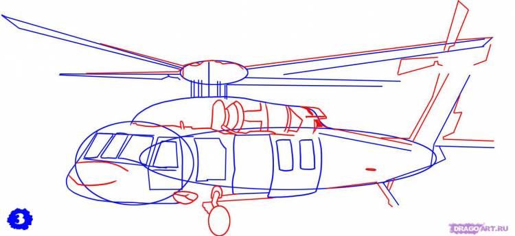 Как нарисовать военный вертолет AH