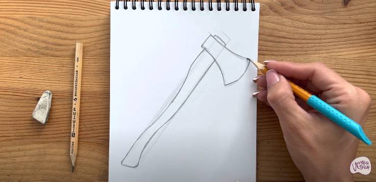 Как нарисовать топор простым карандашом для начинающих