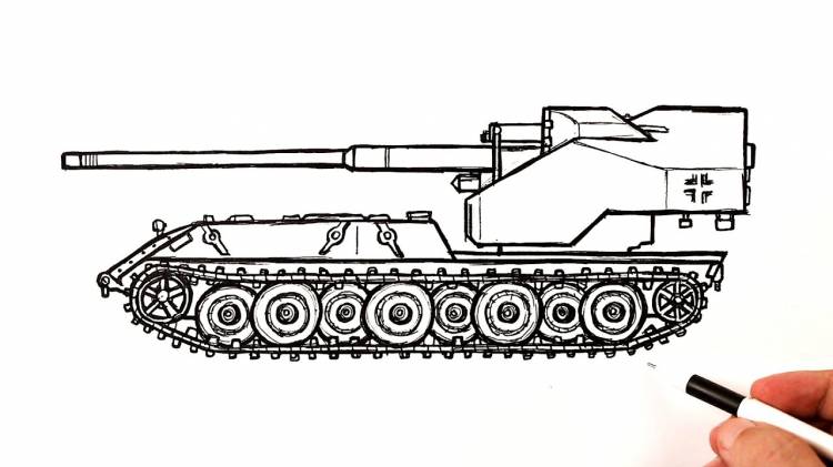 Как нарисовать Истребитель танков Waffenträger auf E