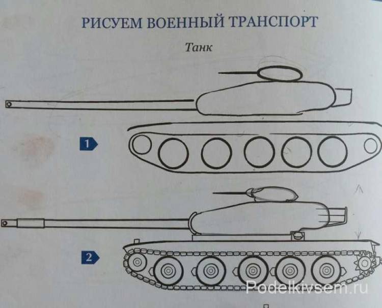 Как нарисовать танк для детей, Тигр, КВ