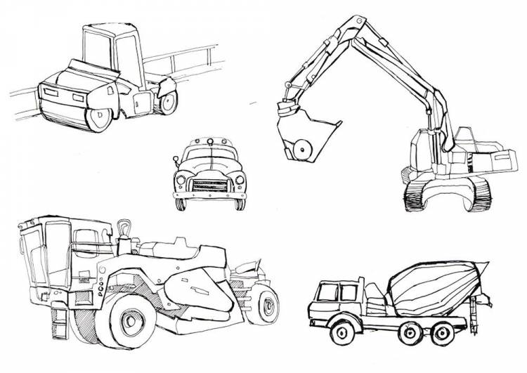 Раскраска Строительная техника скачать и распечатать бесплатно