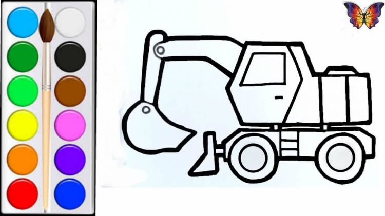 How to draw and color excavator toys