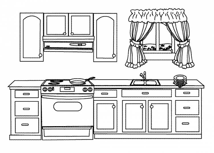 Кухонная мебель раскраска для детей