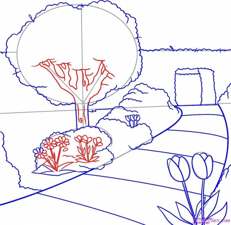 Рисунок ландшафтный дизайн поэтапно