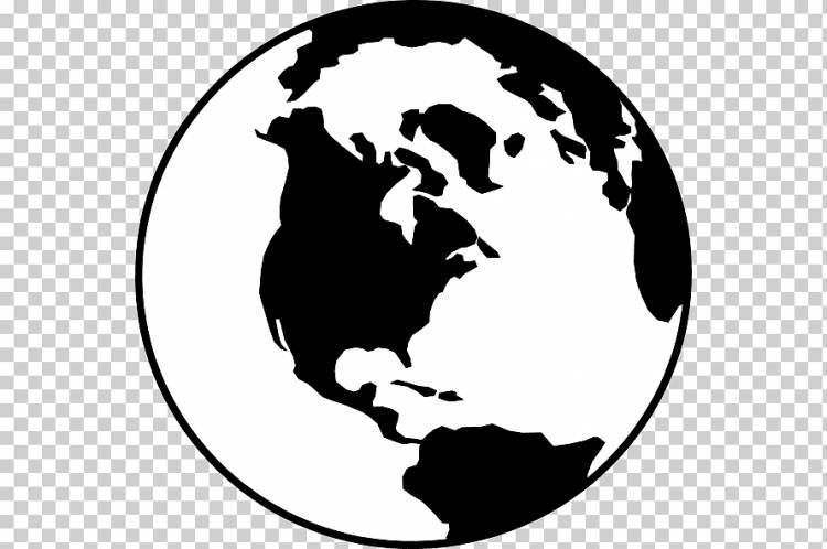 черно-белая иллюстрация Земли, Земной шар Черно-белый, Земной шар, белый, млекопитающее, глобус png