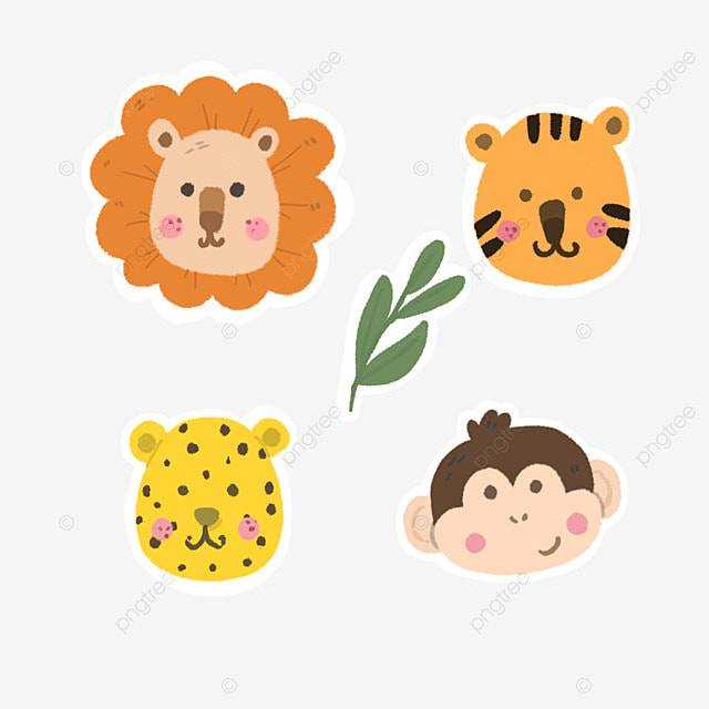 набор стикеров иллюстрации животных джунглей для детей PNG , джунгли, дитя, лев PNG картинки и пнг PSD рисунок для бесплатной загрузки
