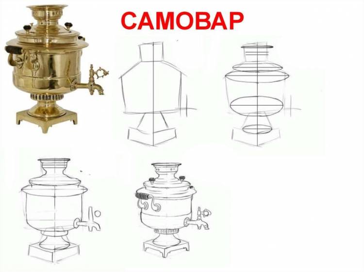 Самовар рисунок поэтапно 