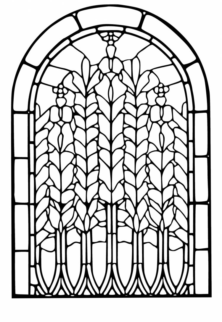 Раскраска Витражи Цветы Распечатать Бесплатно для Взрослых и Детей