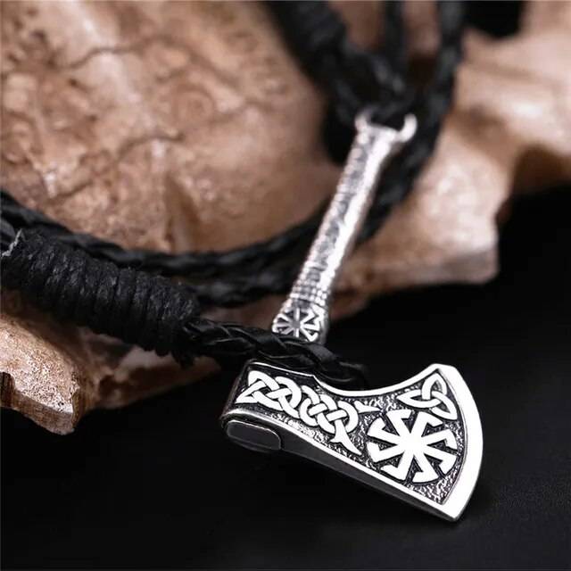 Skyrim топор Тор подвеска в виде молотка браслет славянский Wicca Sigil талисман подвеска символ ювелирные кожаные браслеты браслет подарок