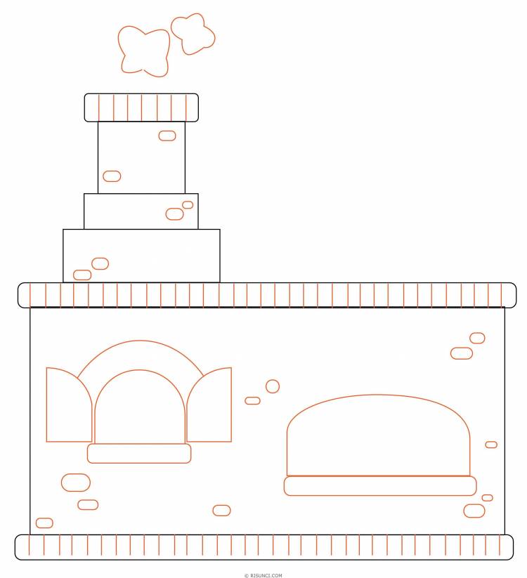 Русская печка рисунок для детей