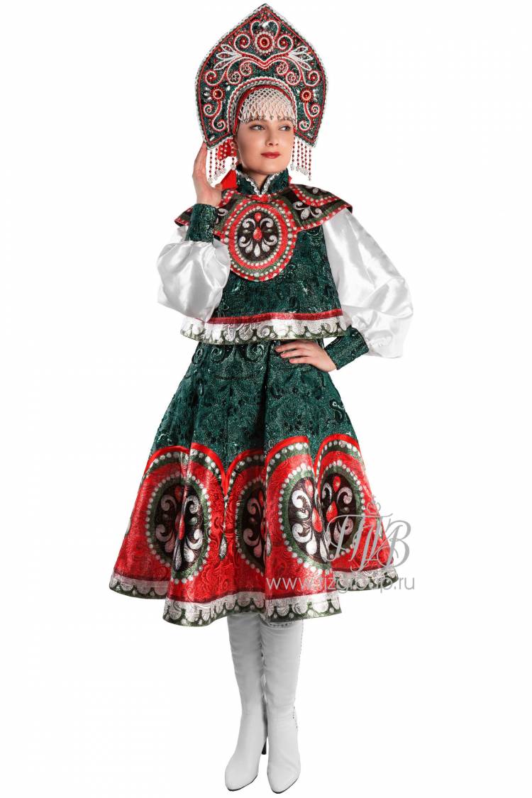 Женский русский народный костюм, сарафан коротена