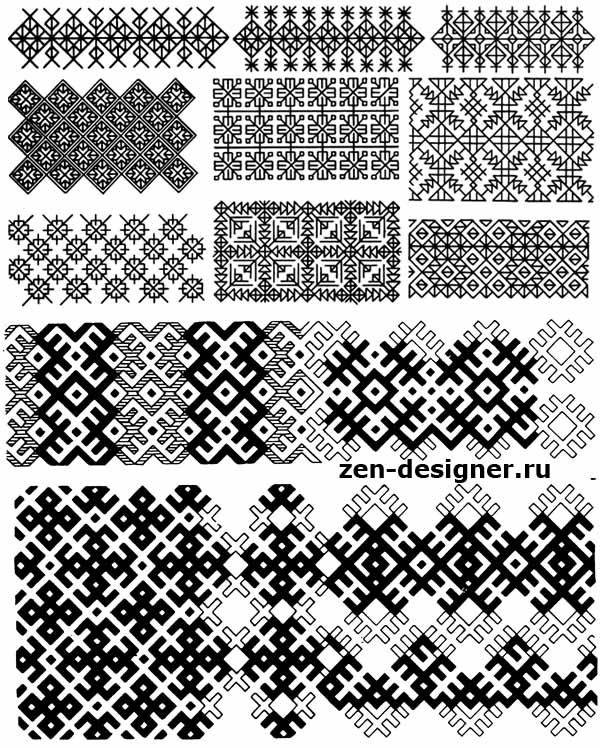 Схемы простейших сетчатых орнаментов и построение бордюров Мордовия