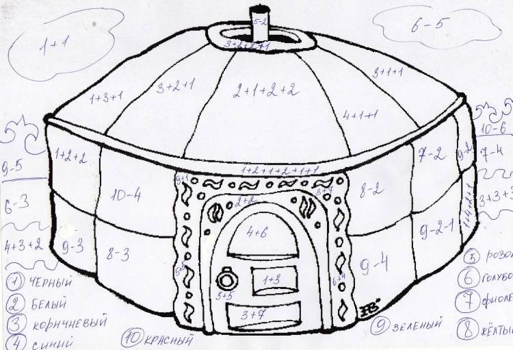 Юрта раскраска для детей
