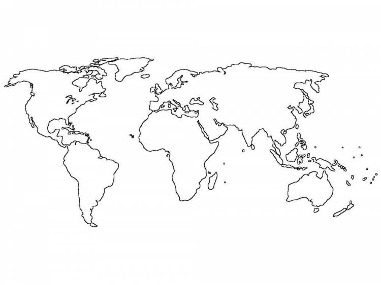 Раскраска Карта мира распечатать бесплатно