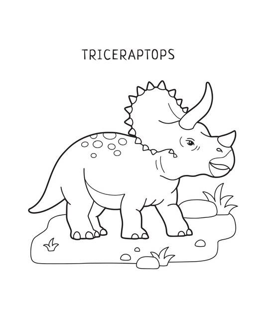 Раскраска динозавр трицератопс для детей