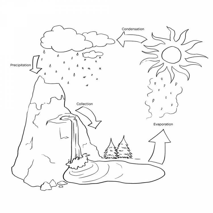 Круговорот воды в природе рисунок для срисовки