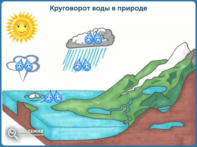 Круговорот воды рисунок для детей в природе