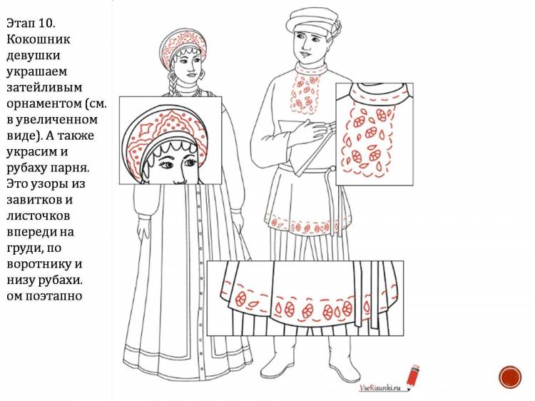 Рисунок русский народный костюм мужской