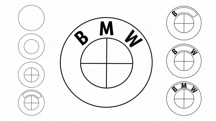 Как пошагово нарисовать карандашом логотип бмв