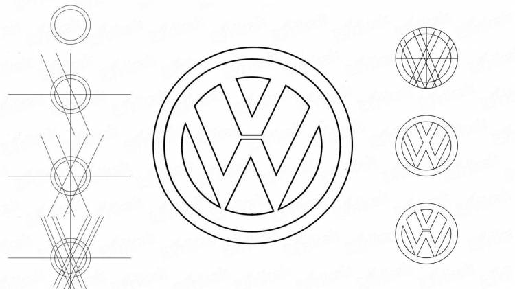 Рисуем карандашом логотип машины Volkswagen