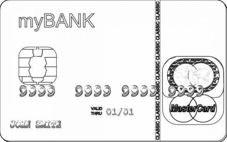 Раскраски Для детей банковская карта 