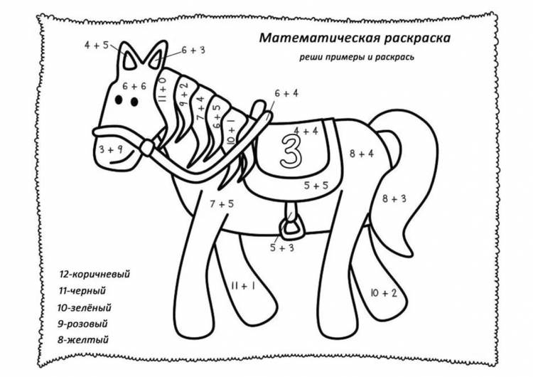 Раскраска Лошадка с примерами распечатать