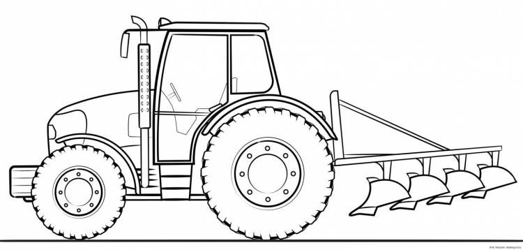 Раскраска трактор с плугом