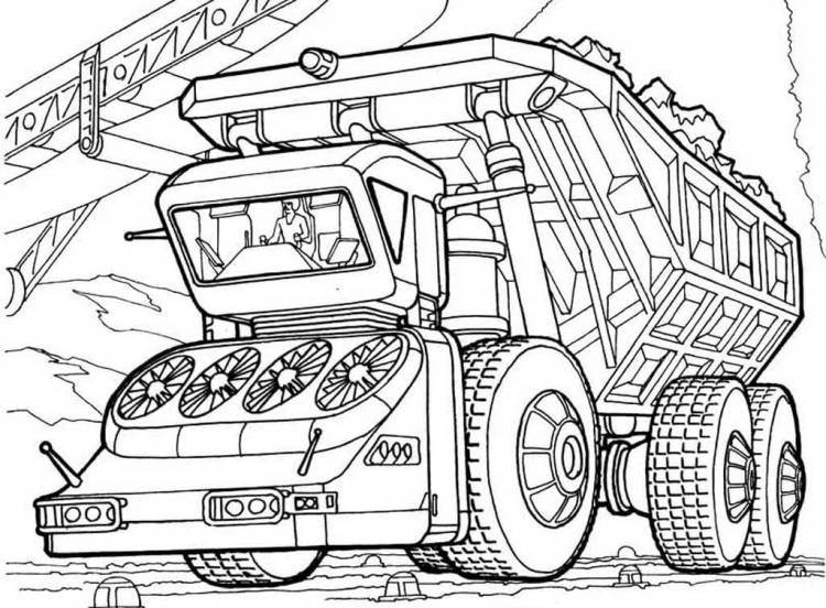 Раскраска Большие машины скачать и распечатать бесплатно