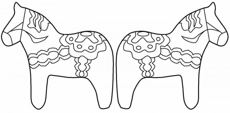 Раскраски Шаблон дымковская игрушка лошадка 