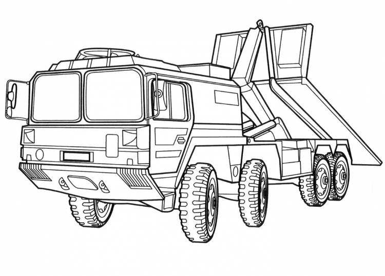 Раскраска военный грузовик