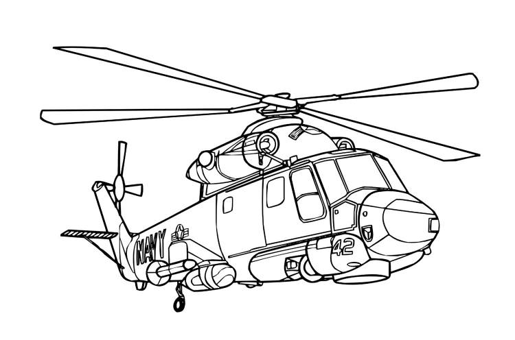 Раскраска Военный Вертолет