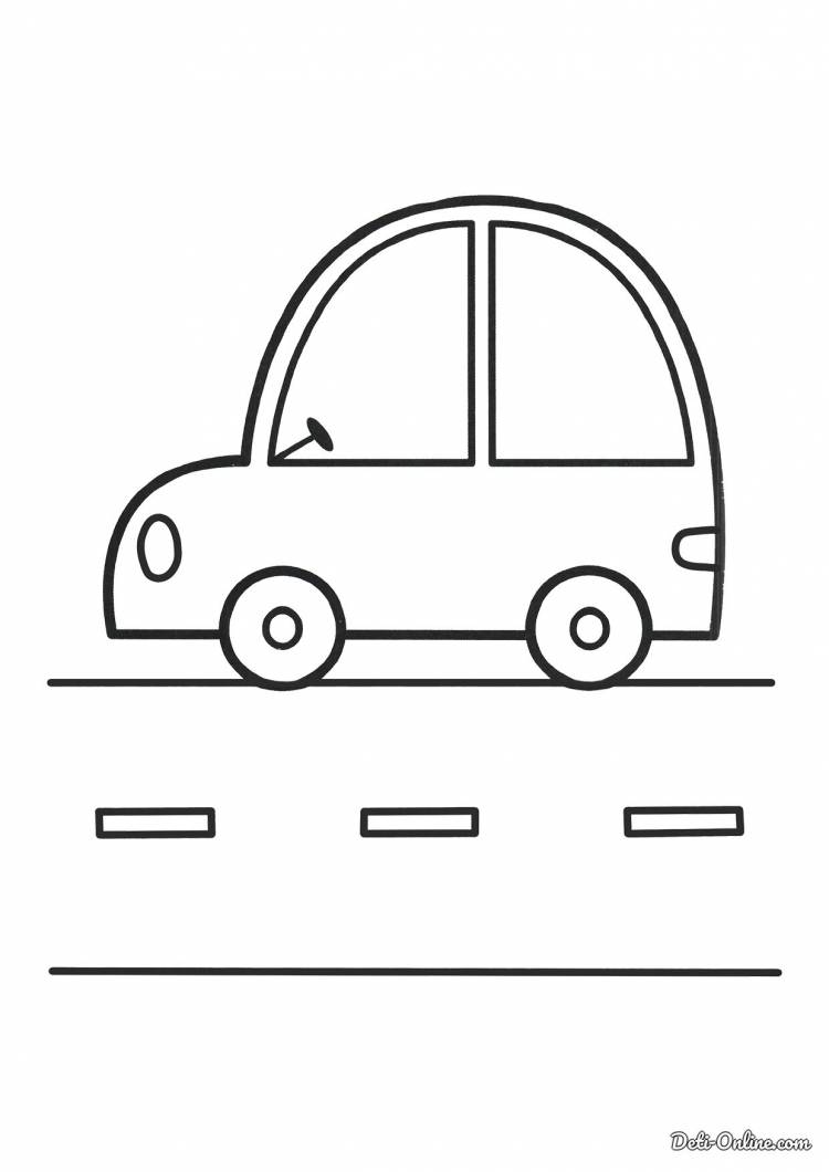 Раскраска Машинка на дороге распечатать или скачать