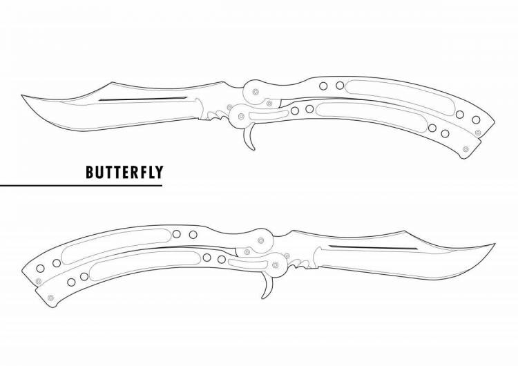 Раскраски Нож бабочка standoff