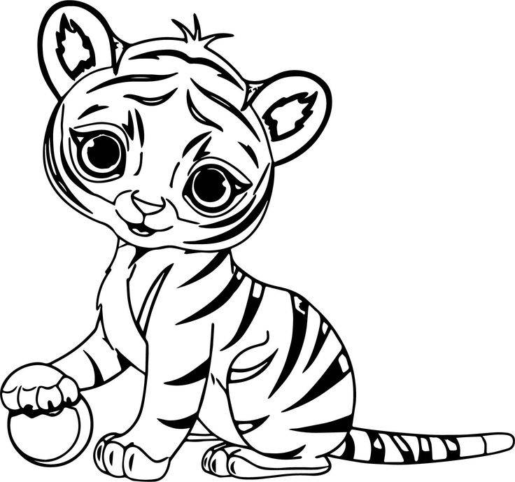 Small Cute Tiger Coloring Page