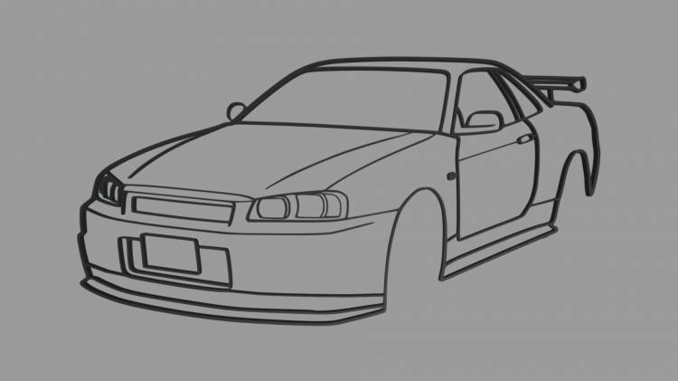 Файл STL Настенный перспективный силуэт Nissan Skyline GTR R