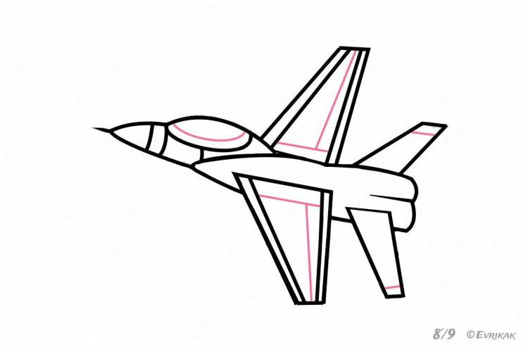 Рисунок самолет легкий карандашом