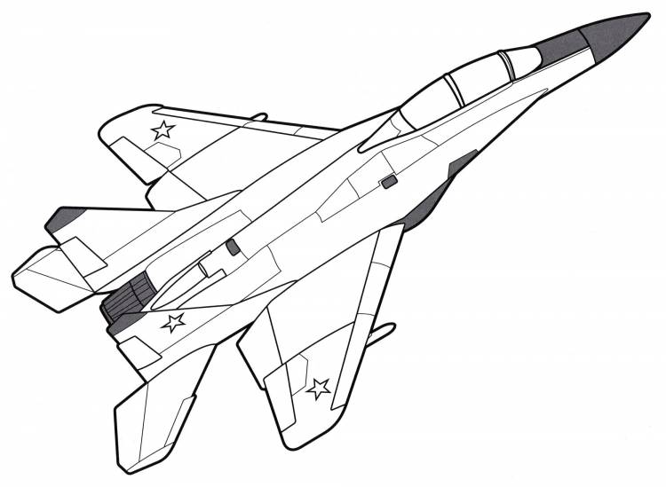 Военный самолет контурный рисунок 