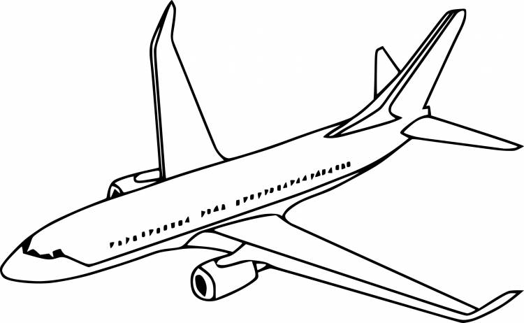 Самолет контурный рисунок