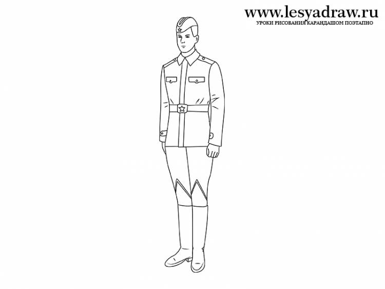 Рисунок солдата карандашом в полный рост легкий 